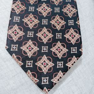 Vintage Zianetti 90s Italian silk black tan red diamond grandpa tie